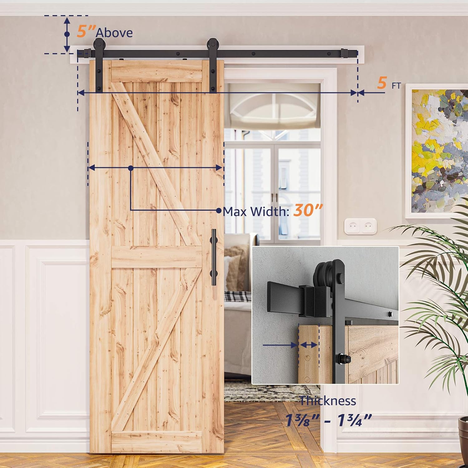 5ft Sliding Barn Door Hardware Kit Pack of 2 K46610