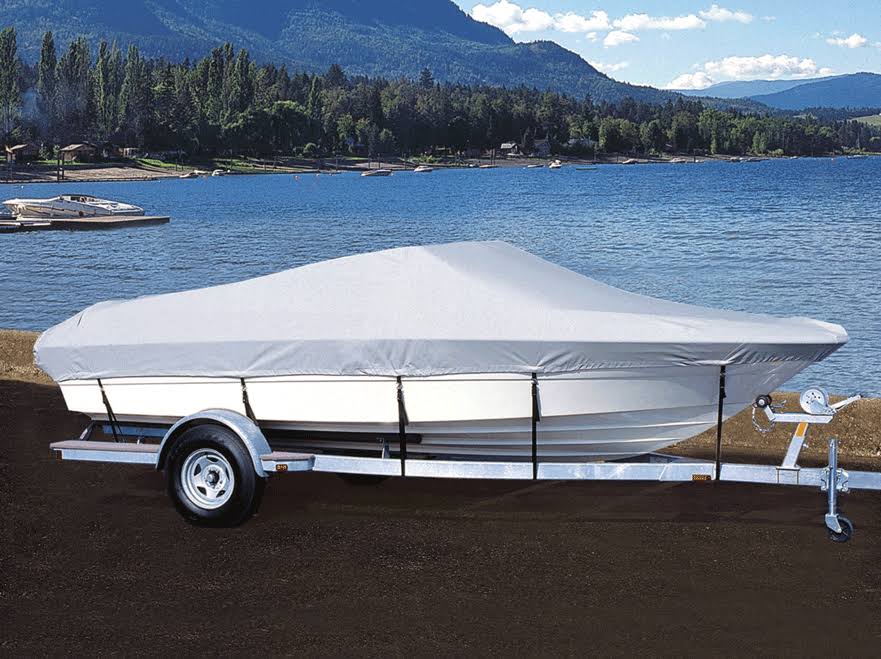 Navy Semi Custom Boat Cover for V-Hull Fish & Ski Boat with I/O W535935