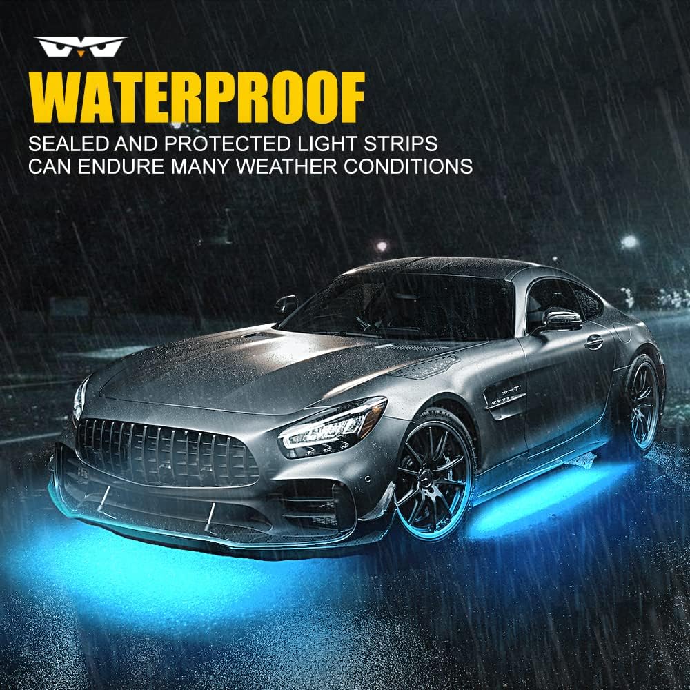 Car Underglow Lights Kit, RGB LED Neon Lights with Wireless Remote & App Control, 4PCS Q82251