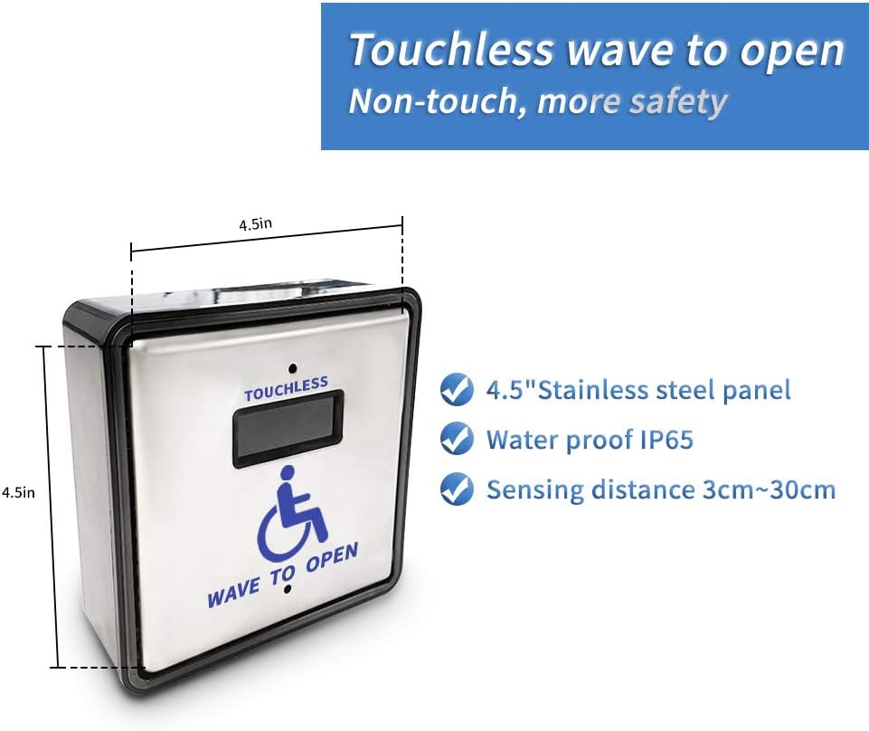 4.5inch Square Stainless Steel Touchless Wave Door Opener A193006