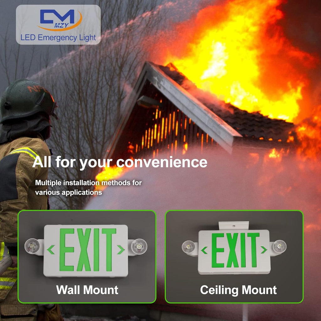4PCS Green LED Exit Sign with Emergency Lights I248
