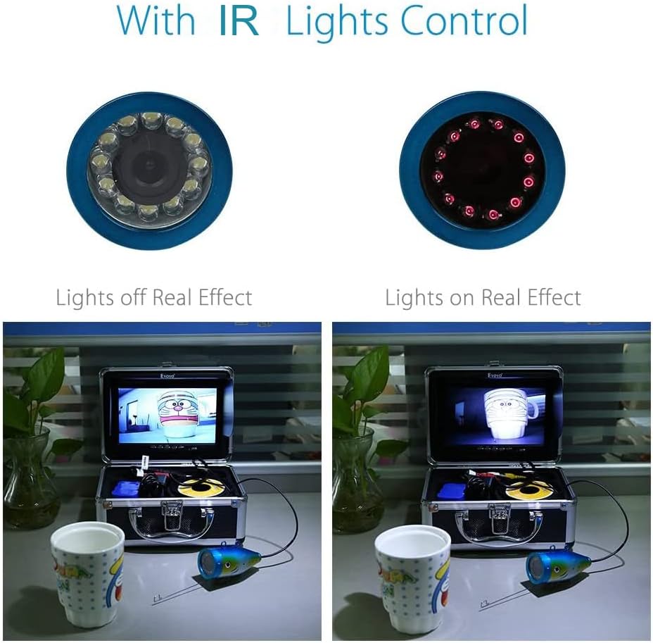 Portable Underwater Fishing Camera Waterproof 1000TVL 7 inch LCD Monitor 12pcs IR Infrared Lights 30m Cable Y172