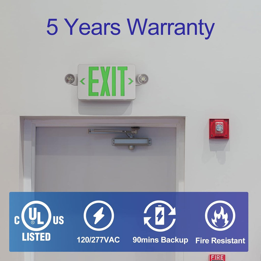 4PCS Green LED Exit Sign with Emergency Lights I248