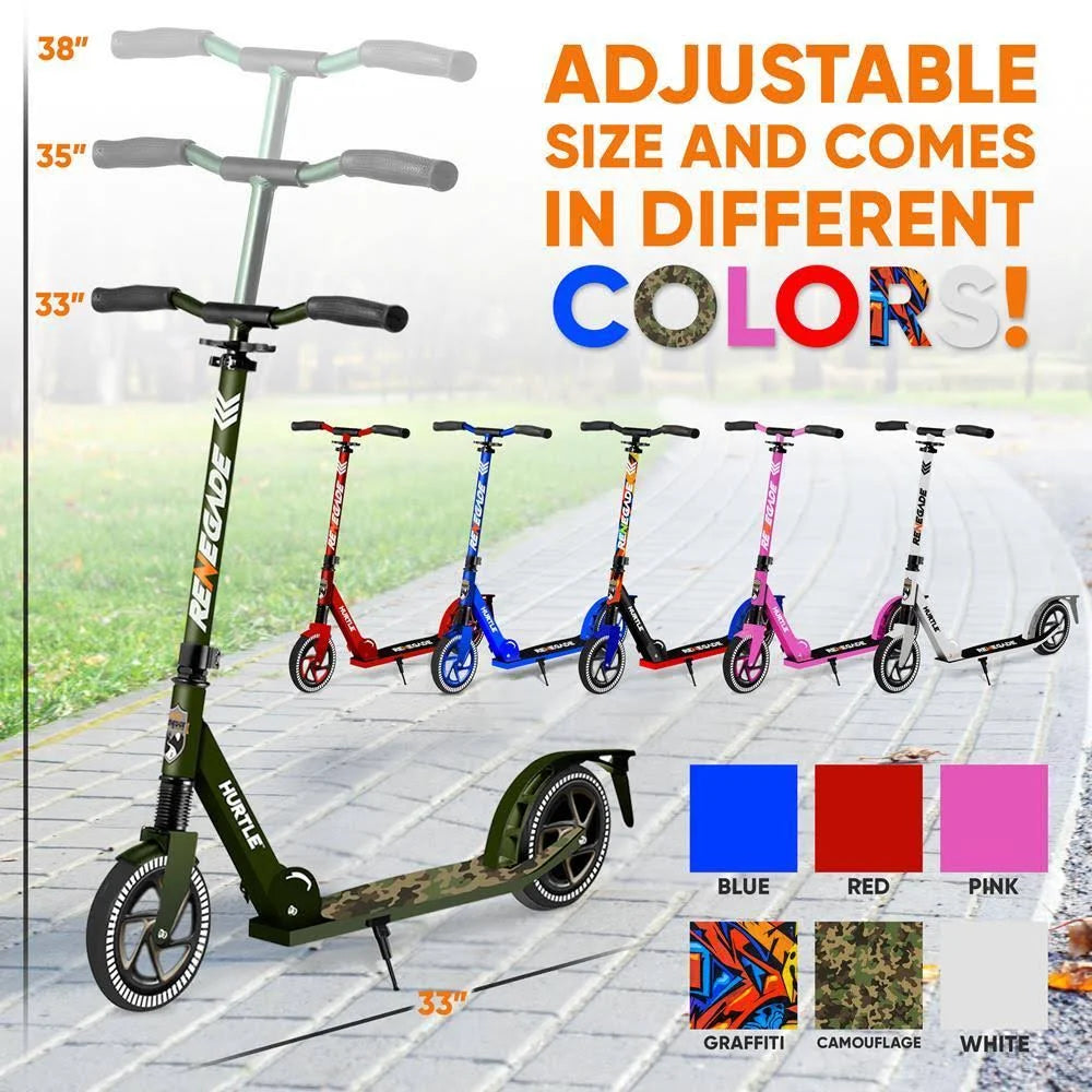 2 Wheel Folding Kick Scooter with Adjustable Handlebar, Camouflage T8013