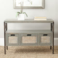 Antique Dark Walnut and Pewter 3-Drawer Console Table Z420428