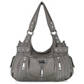 3 Front Zipper Washed Shoulder Bag P195