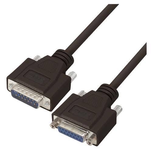 Black D-Sub Cable, DB15 Male / Female, 50.0 ft P2778