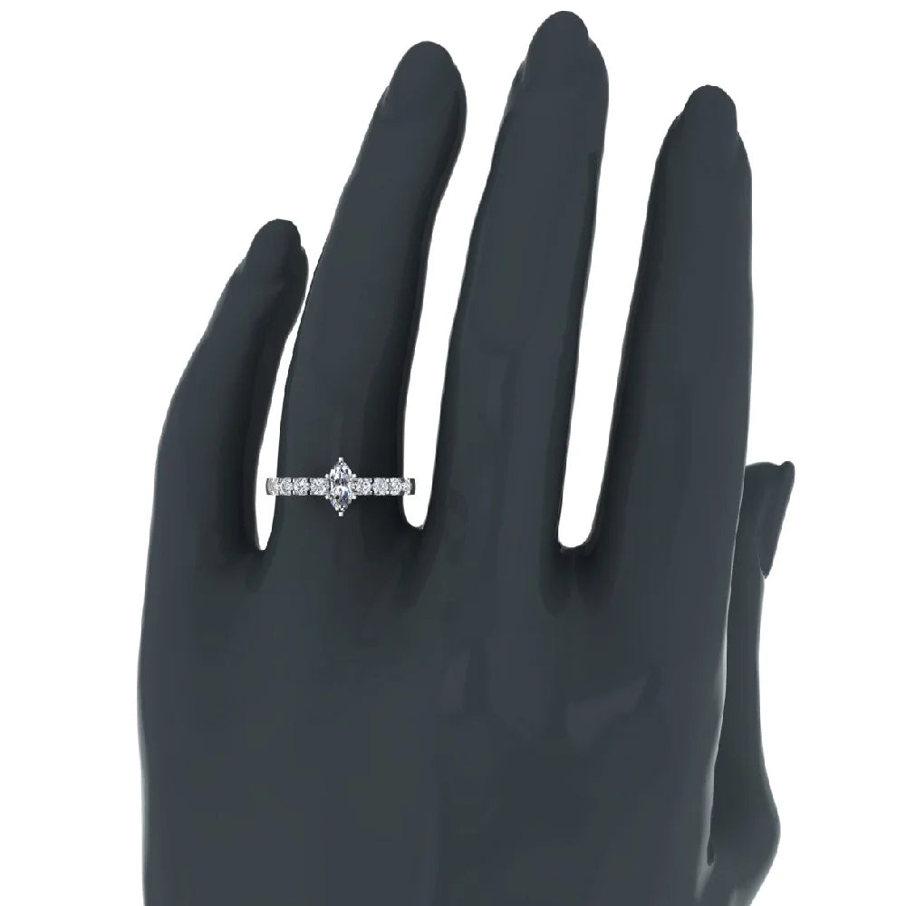 Marquise Cut 18K White Gold 1.00 CT Engagement Ring C53498