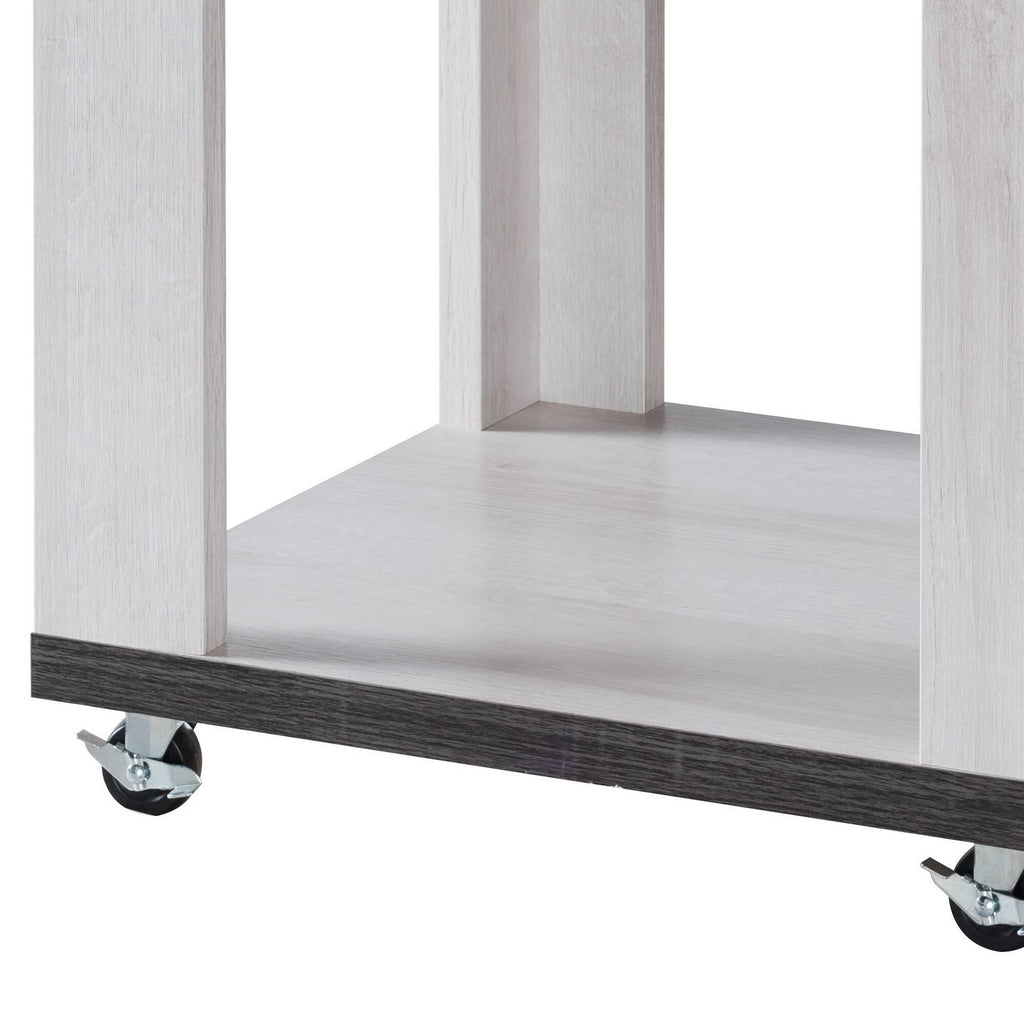 White and Gray MDF End Table with Wooden Open Bottom Shelf G572435