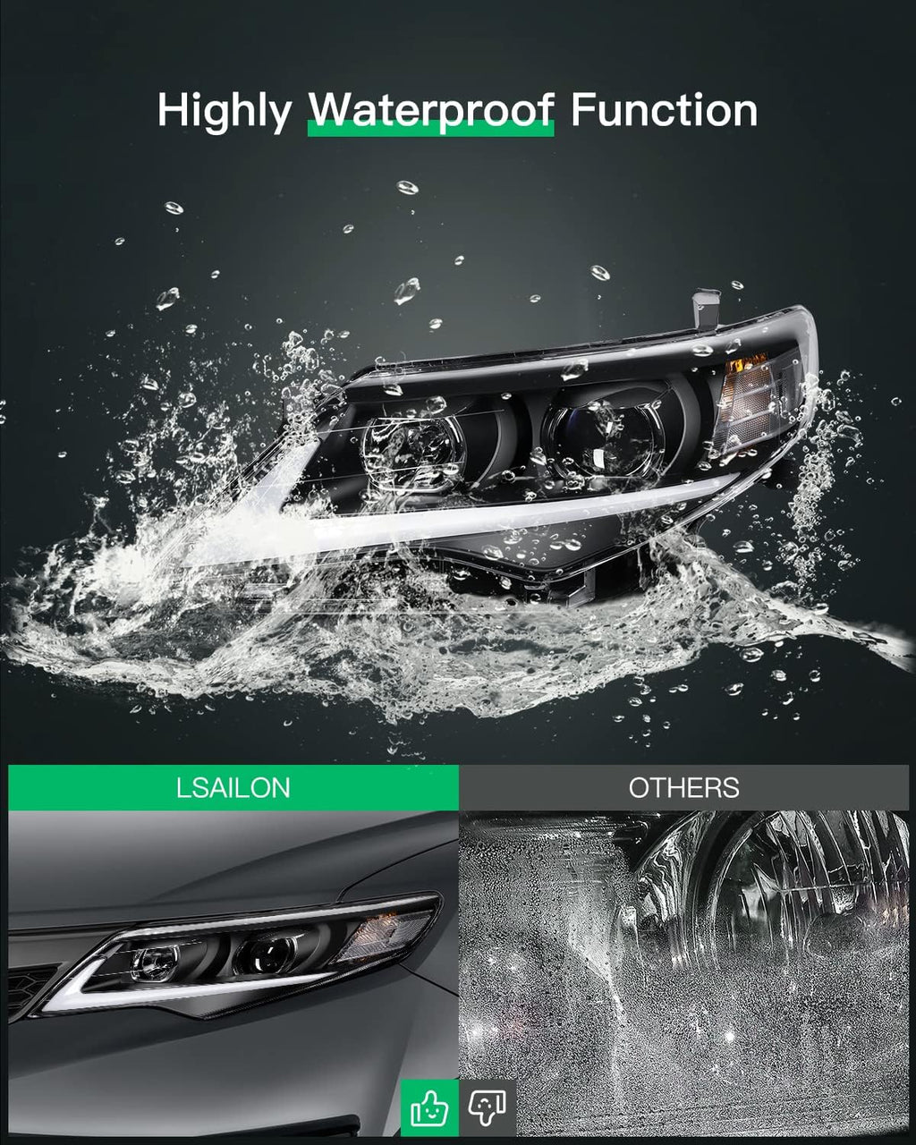 Black Housing Clear Lens Headlight Assembly for Toyota Camry 2012-2014 O78568