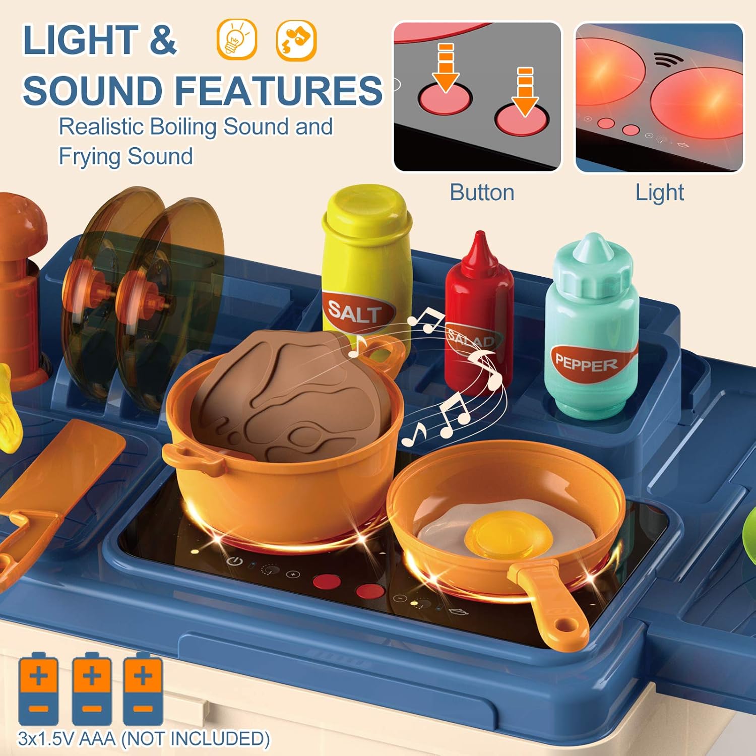 4 in 1 Kitchen Playset with 41pcs Realistic Cooking Accessories J9829