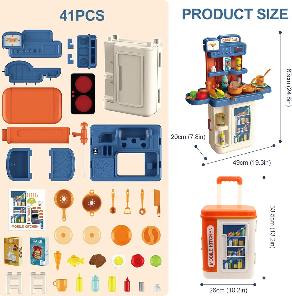 4 in 1 Kitchen Playset with 41pcs Realistic Cooking Accessories J9829