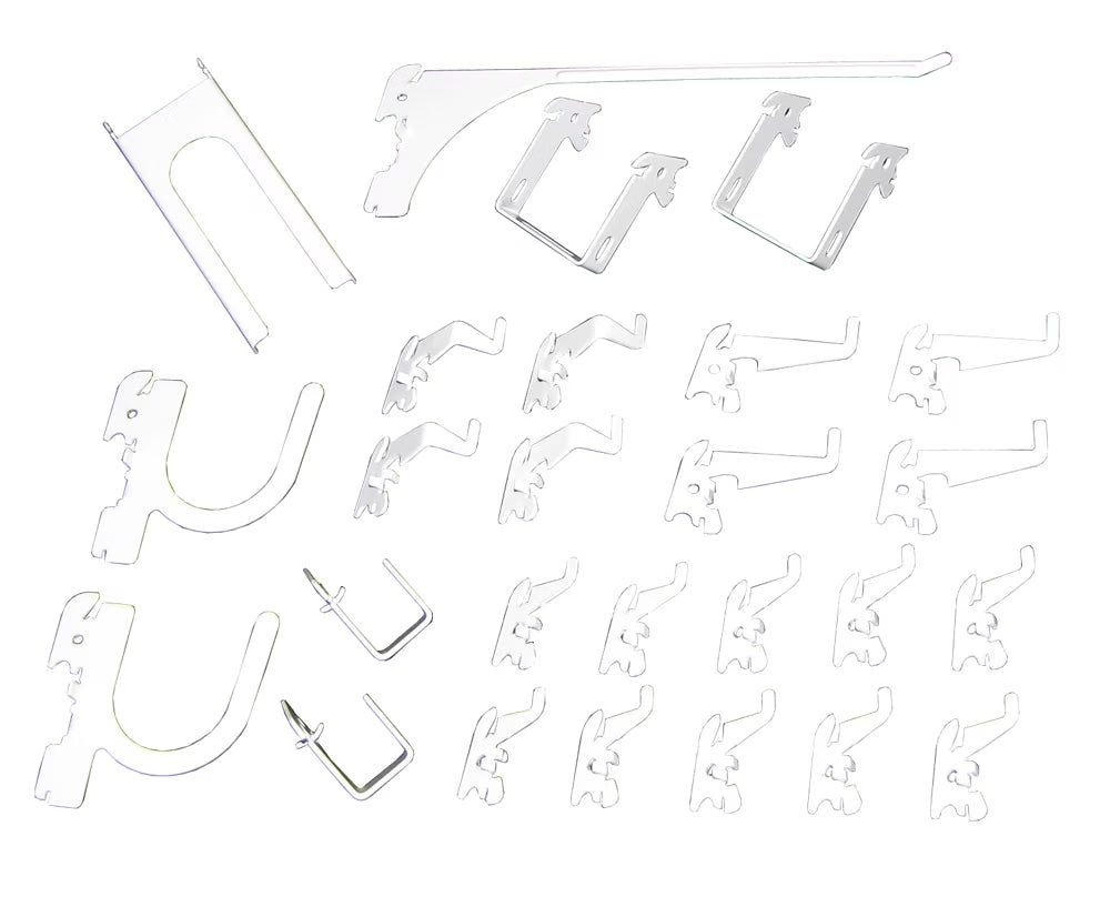 White Slotted Metal Pegboard Hook Kit P86510