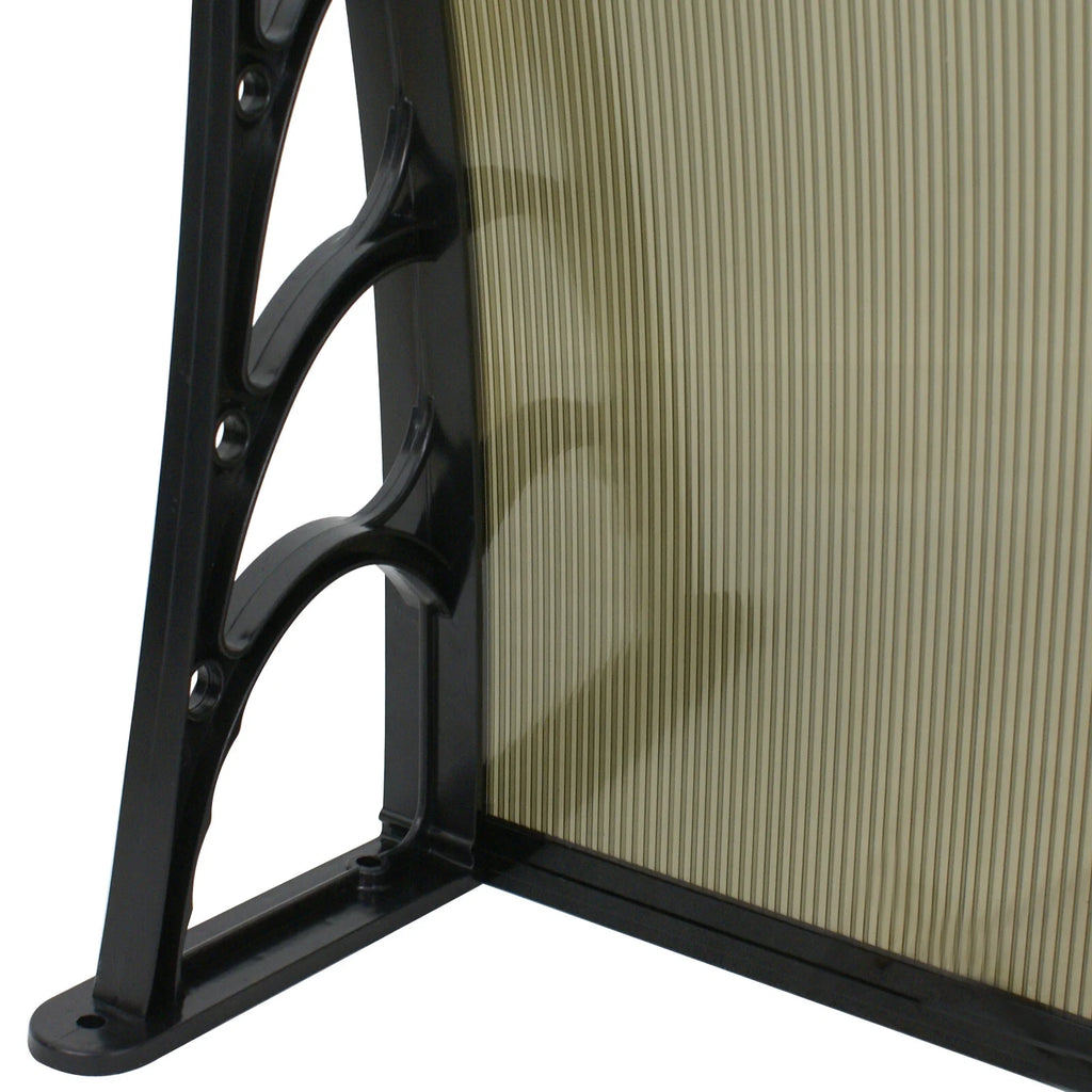 Brown Polycarbonate Door Awning Canopy with Black Bracket U73673