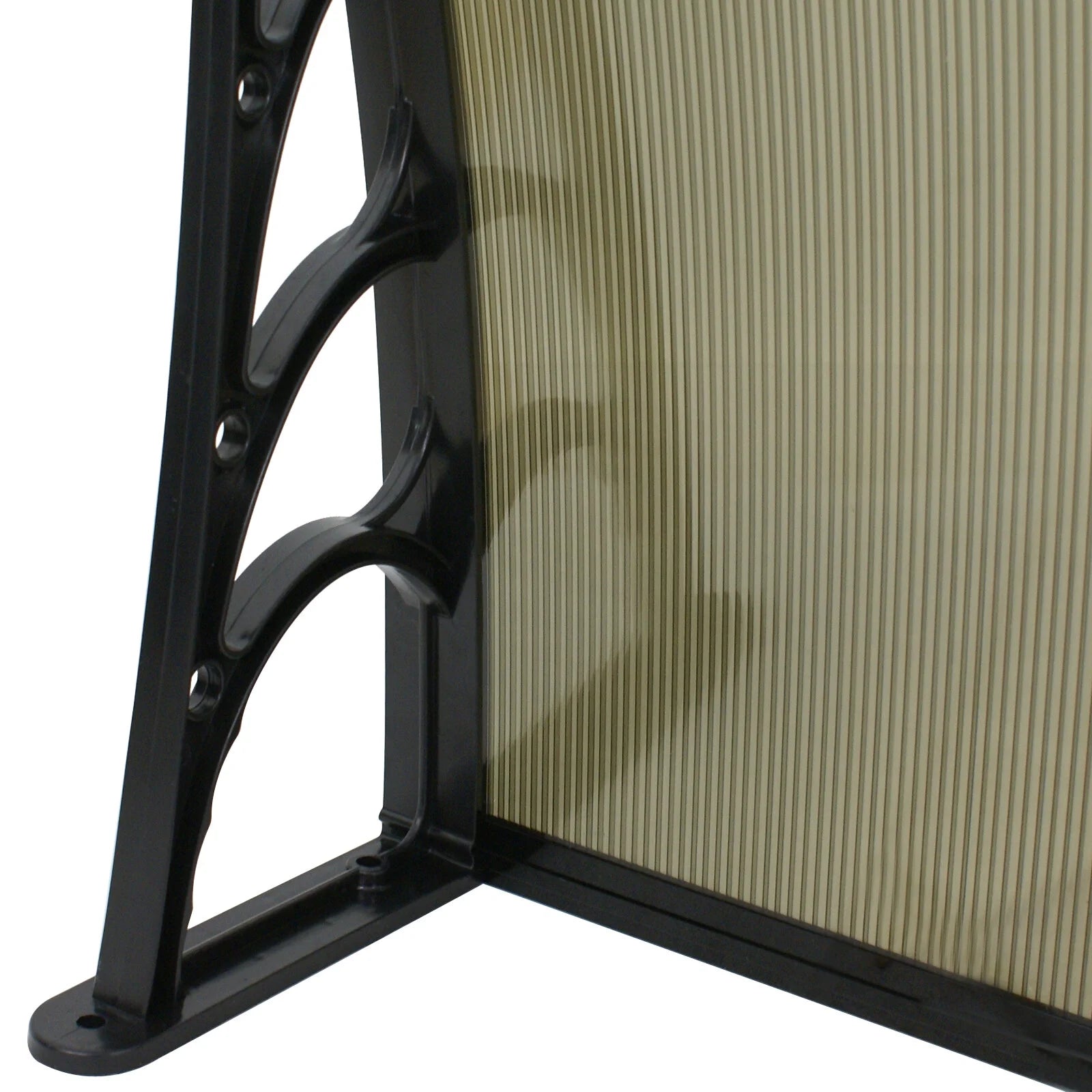 Brown Polycarbonate Door Awning Canopy with Black Bracket U73673