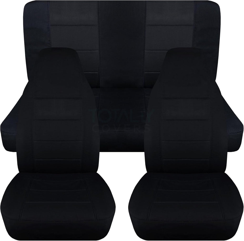 Black & Yellow Full Set Front & Rear Seat Covers for 2-Door Jeep Wrangler TJ T387172