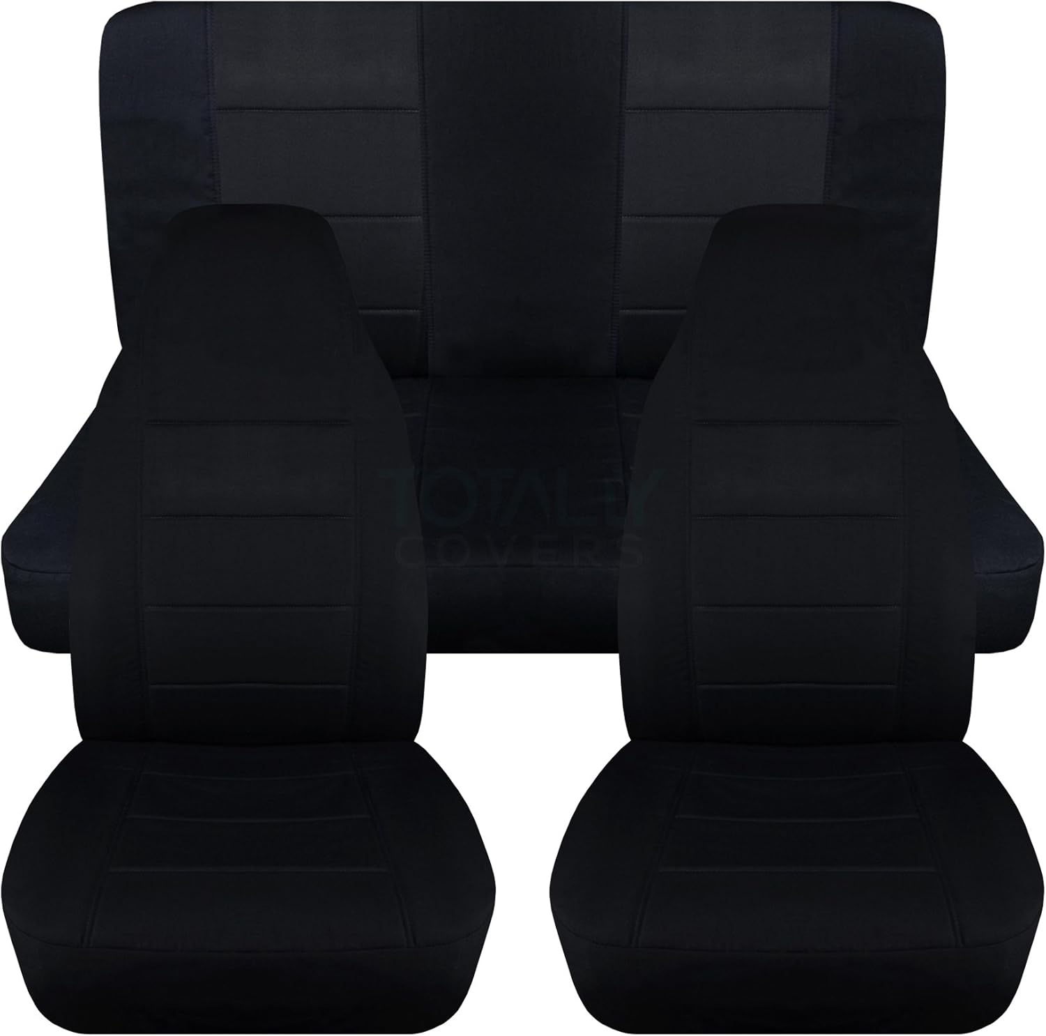 Black & Yellow Full Set Front & Rear Seat Covers for 2-Door Jeep Wrangler TJ T387172