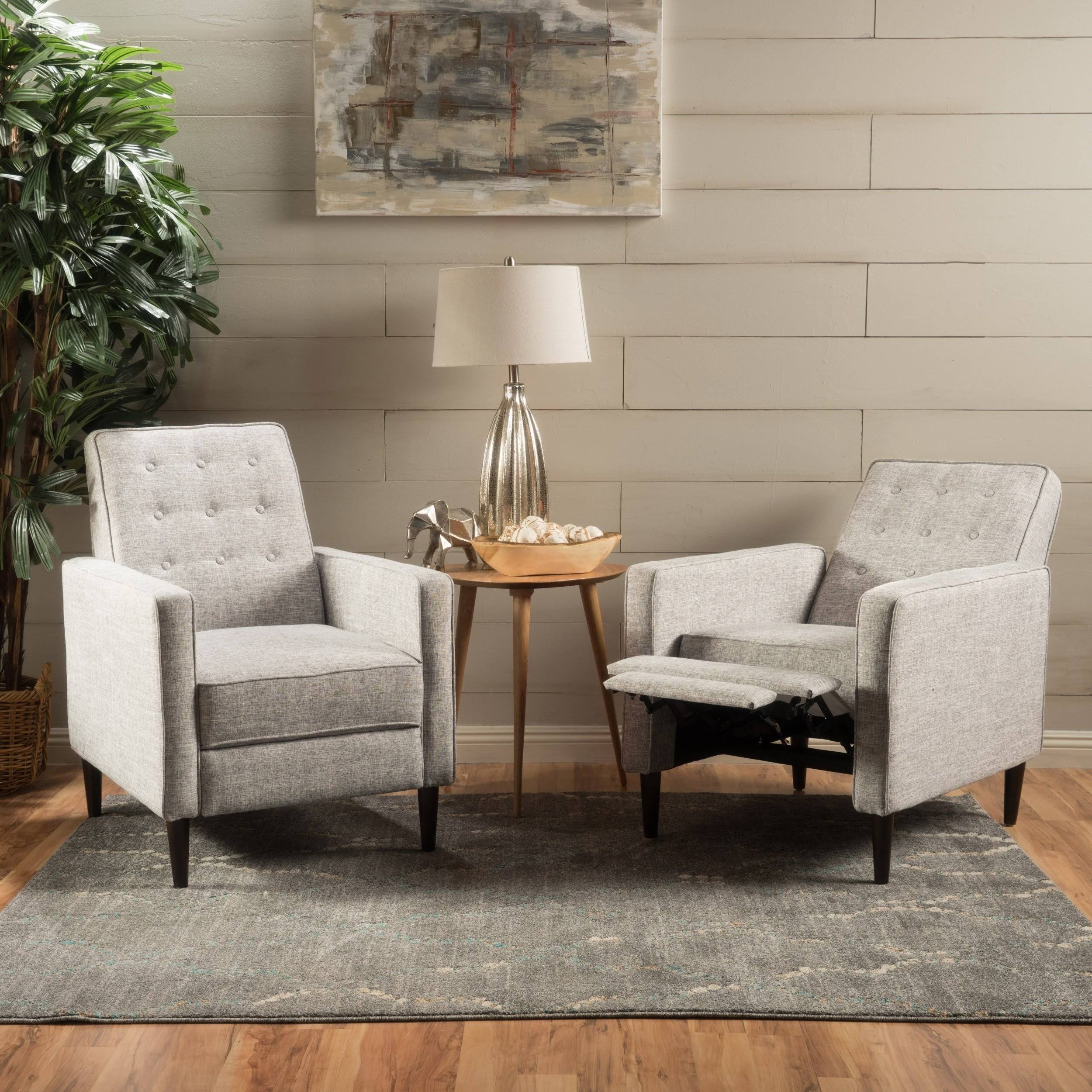 Fabric Recliner Set of 2 Light Grey Tweed Y770402