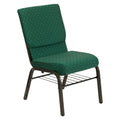 Church Chair with Book Rack Green Patterned Fabric T128264