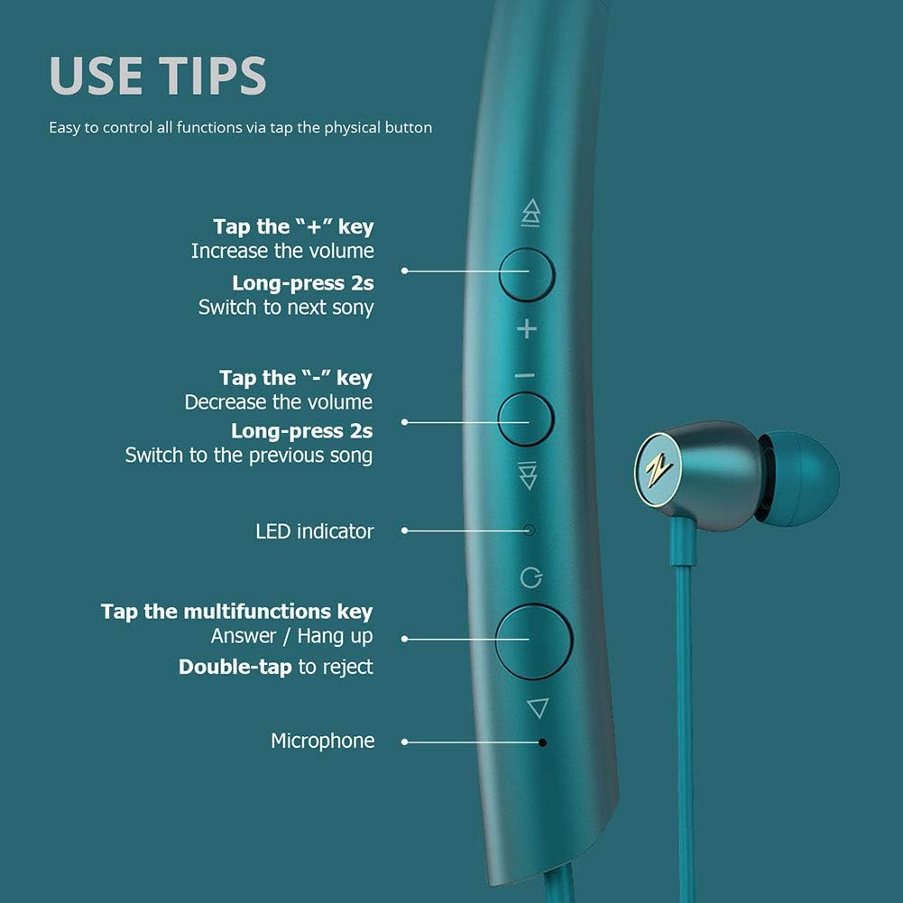Wireless Bluetooth Neckband Headphones with Magnetic Earbuds, Pack of 2 T902