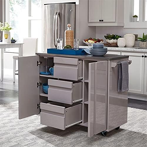 Gray Wood Kitchen Cart F85668