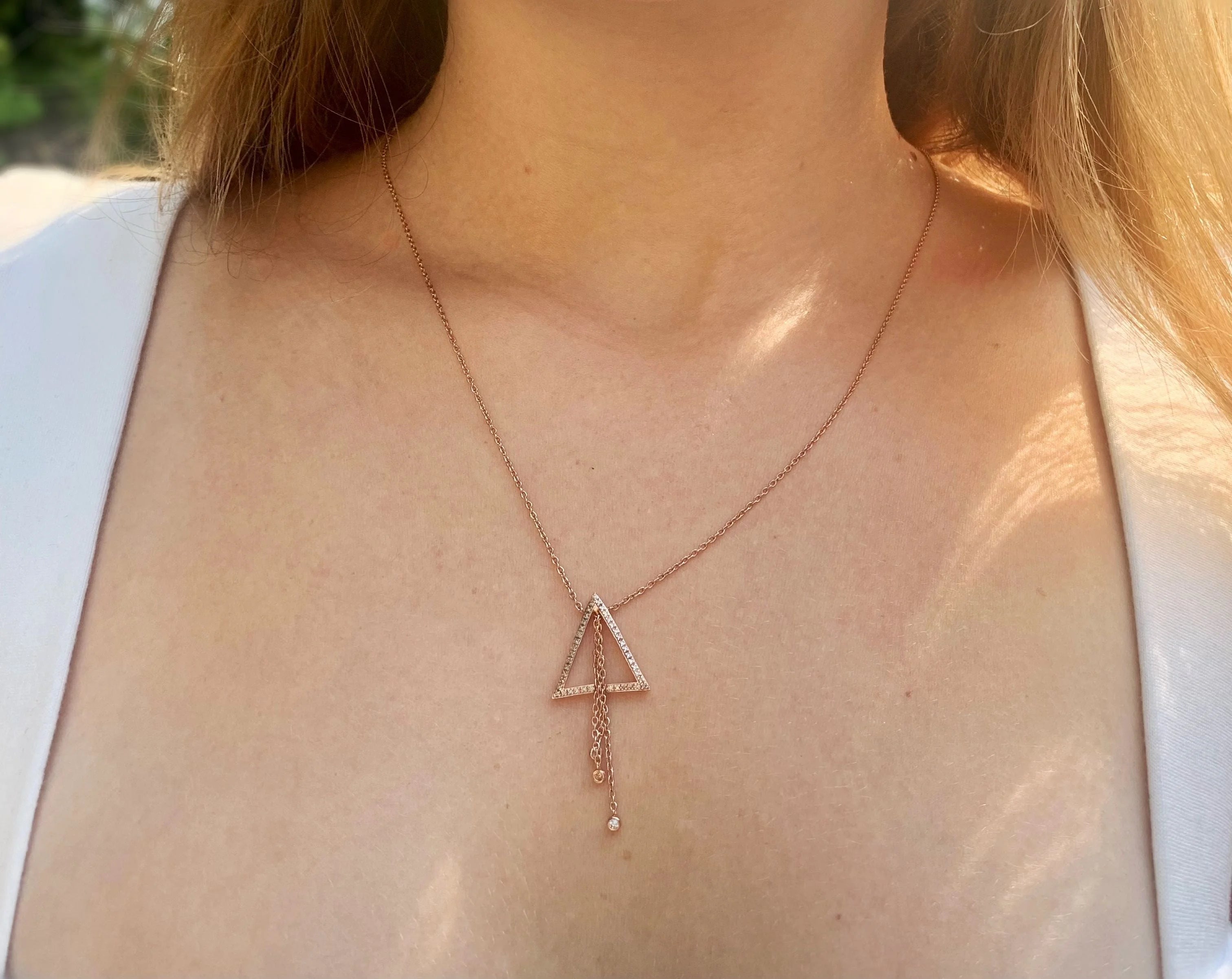 Adjustable Diamond Lariat Necklace in 14K Rose Gold Vermeil on 925 Sterling Silver W811856