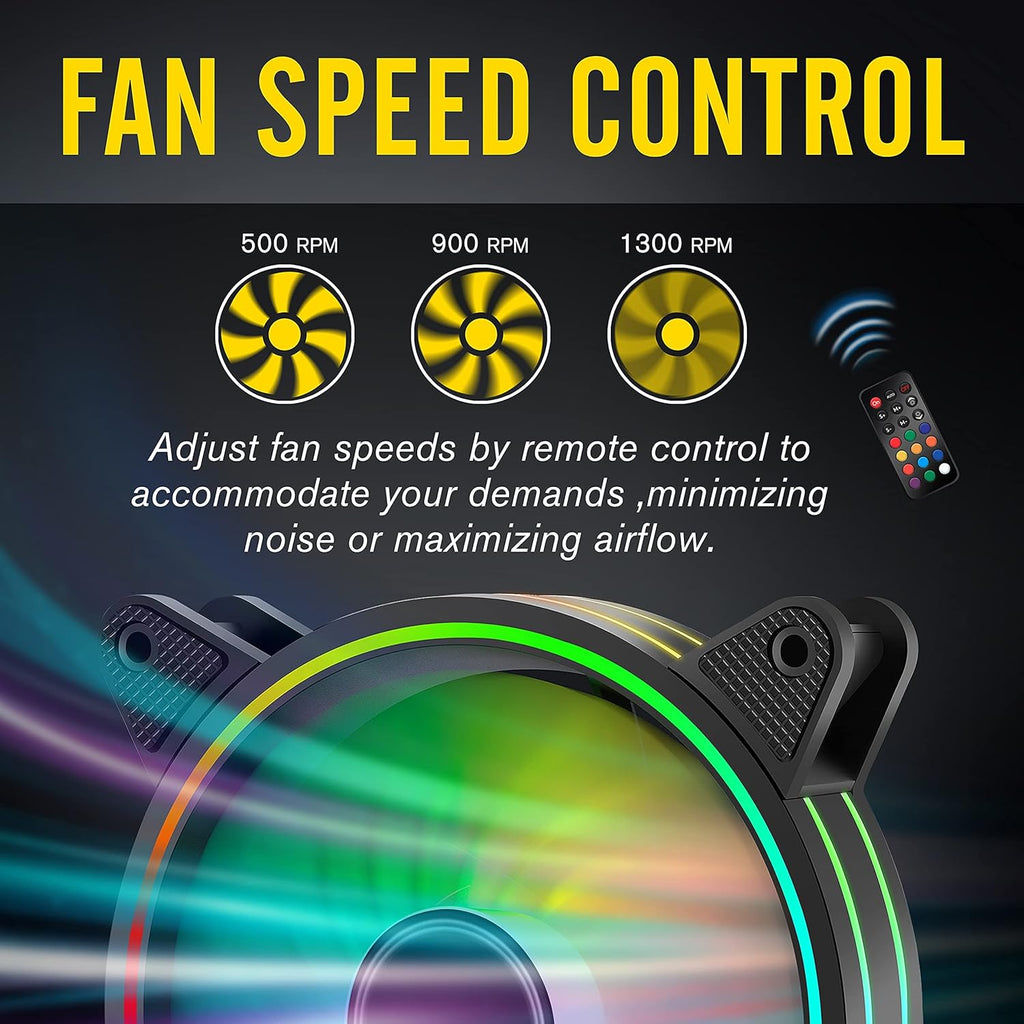6 Pack 120mm RGB Addressable PC Case Fan with Hub and Remote L965542
