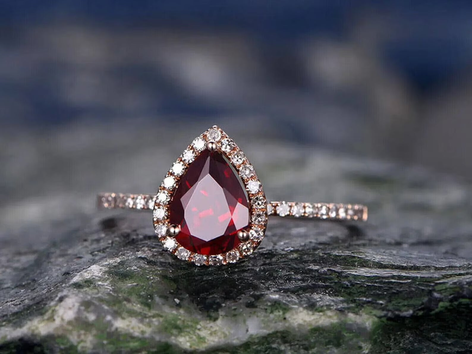 14k Rose Gold Garnet Ring B918819
