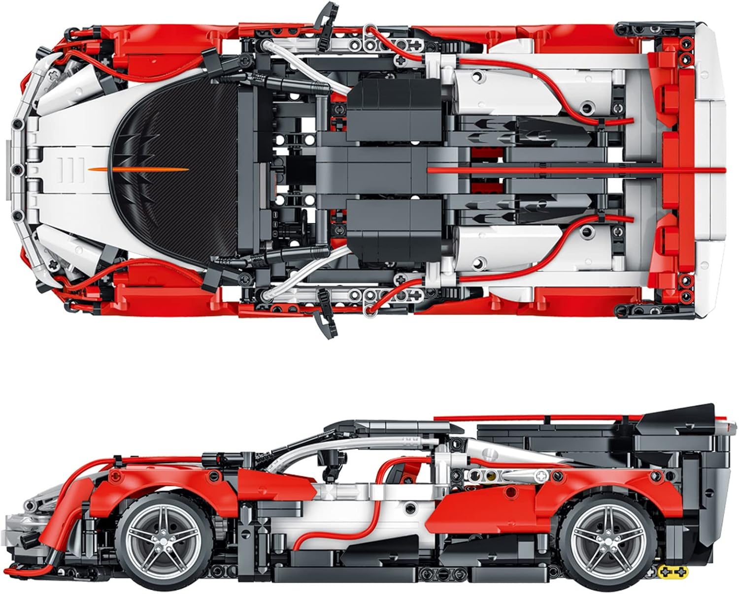 Red and White 1:14 Scale Sports Car MOC Building Blocks Set (1529 Pcs) Pack of 2 X410