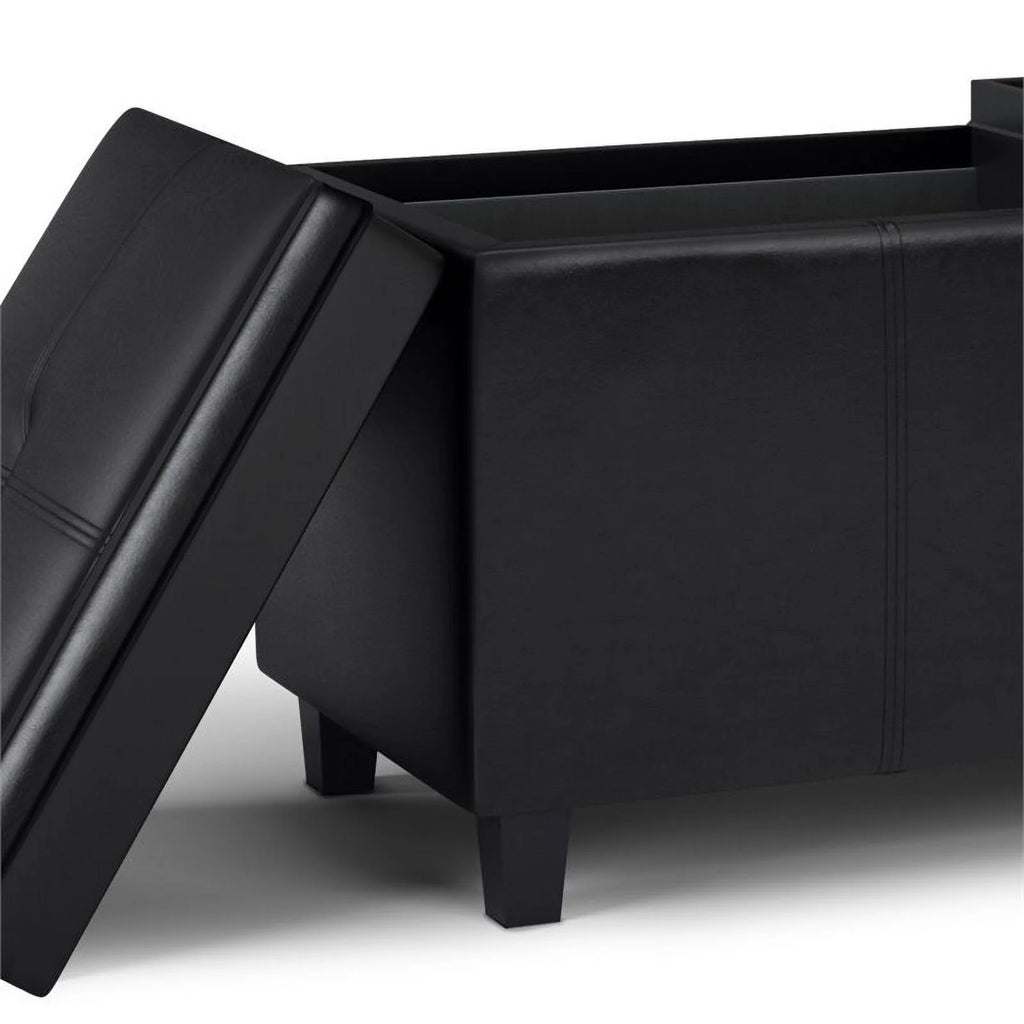 Faux Leather Storage Ottoman in Midnight Black A889282