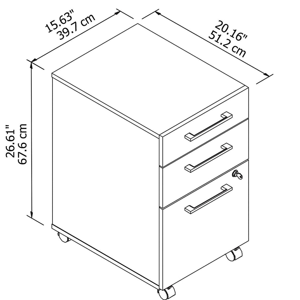 3 Drawer Mobile File Cabinet Platinum Gray Z934133