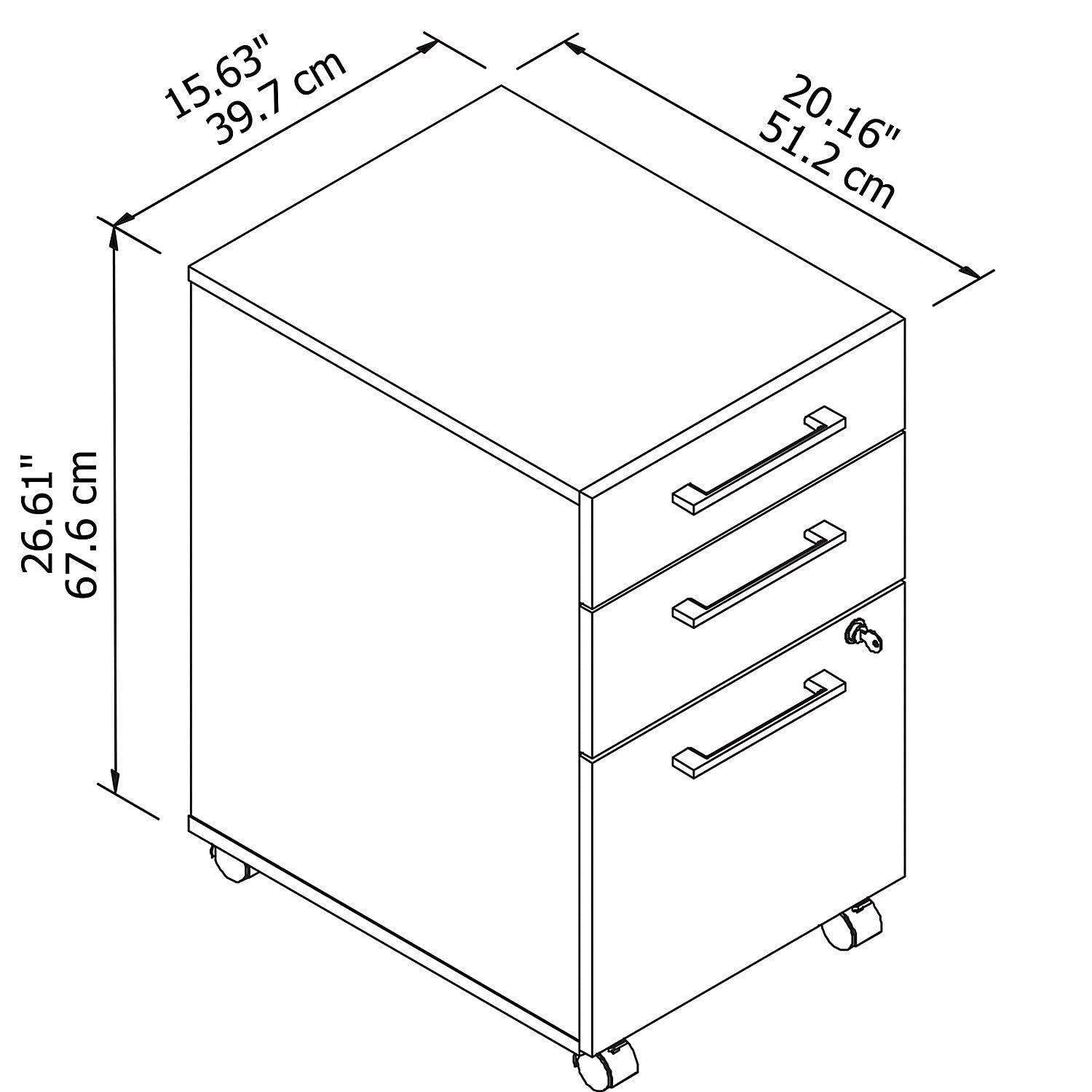 3 Drawer Mobile File Cabinet Platinum Gray Z934133