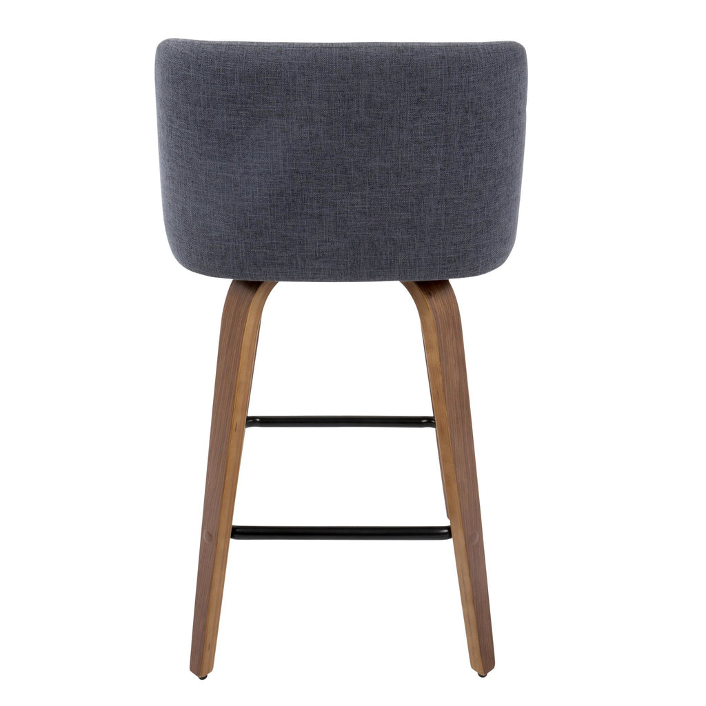 Walnut and Blue Fabric Counter Stool Set of 2 C90980