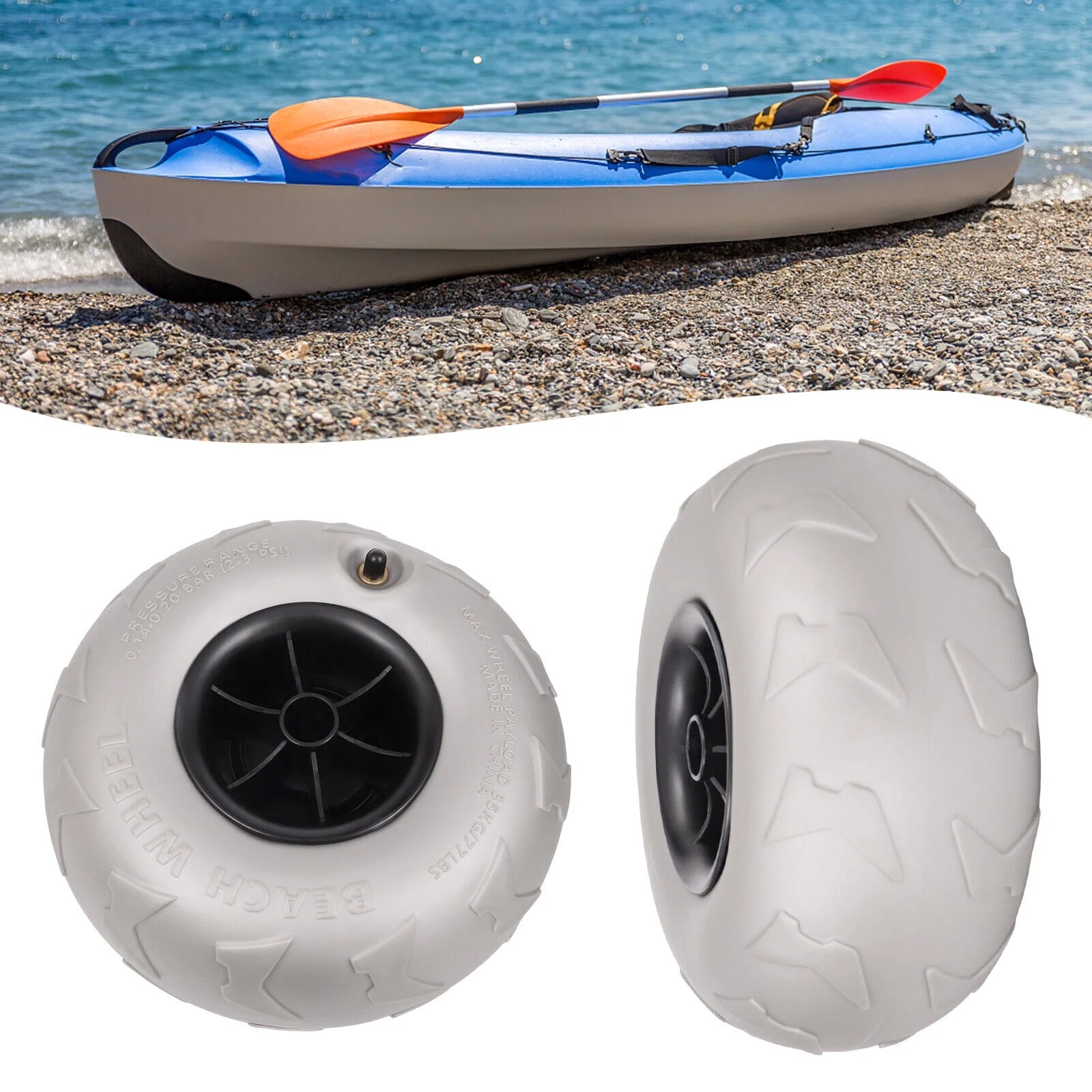 2pcs 9'' Inflatable Wheels Replacement Sand Tire PVC for Kayak Dolly Cart A897