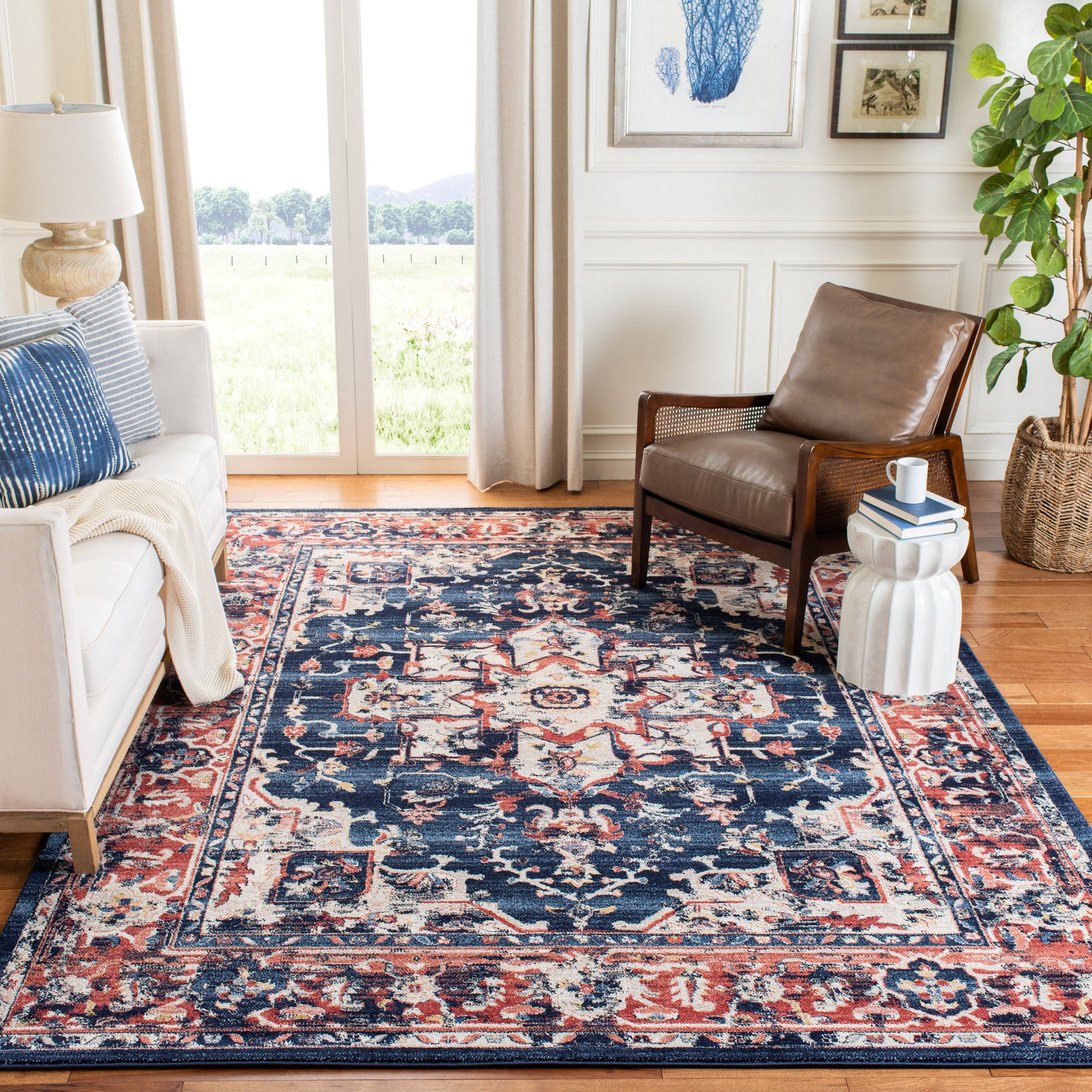 Ivory Navy 10 x 14 Rug P8301