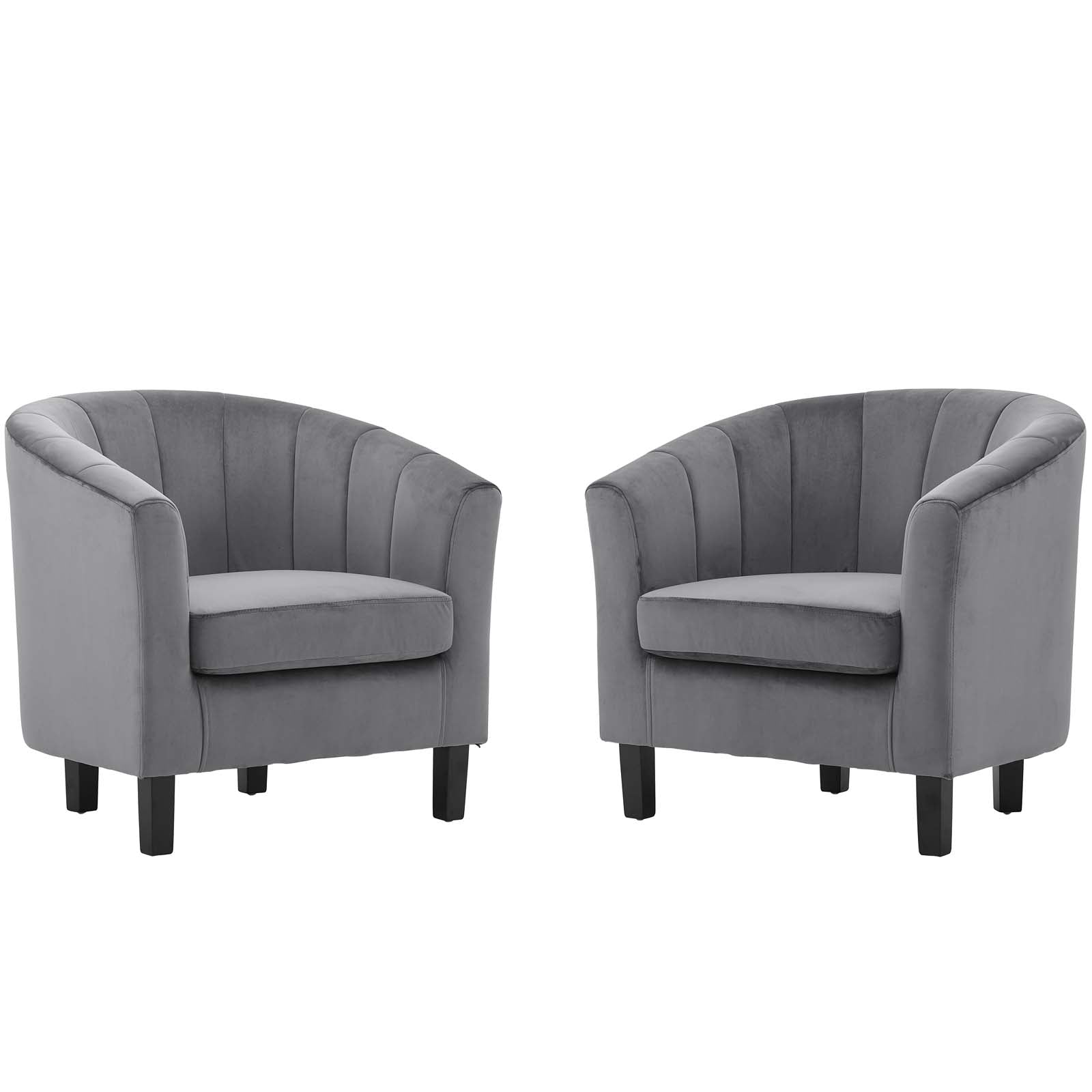 Channel Tufted Performance Velvet Armchair Set of 2 in Gray E77784
