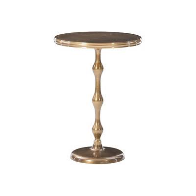Antique Gold Pedestal Base Accent Table R454897