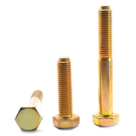 5/8 inch-11 x 1 1/2 inch Coarse Thread Grade 8 Hex Cap Screw Alloy Steel Yellow Zinc Plated Pk 100 K918171