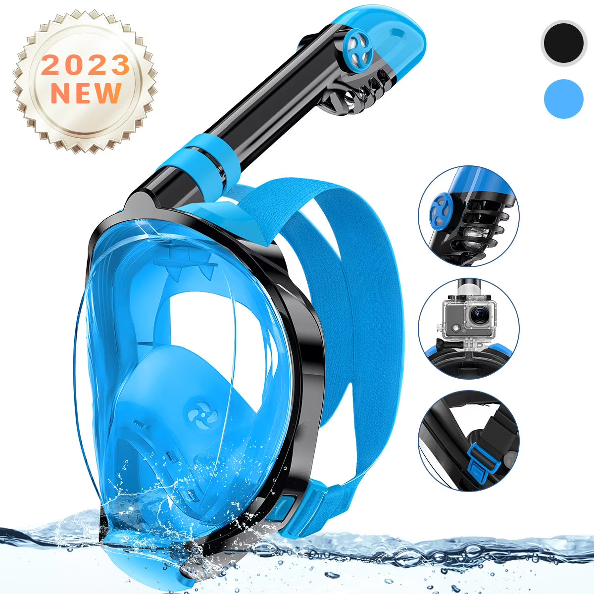 Full Face Snorkel Mask with Camera Mount A6409