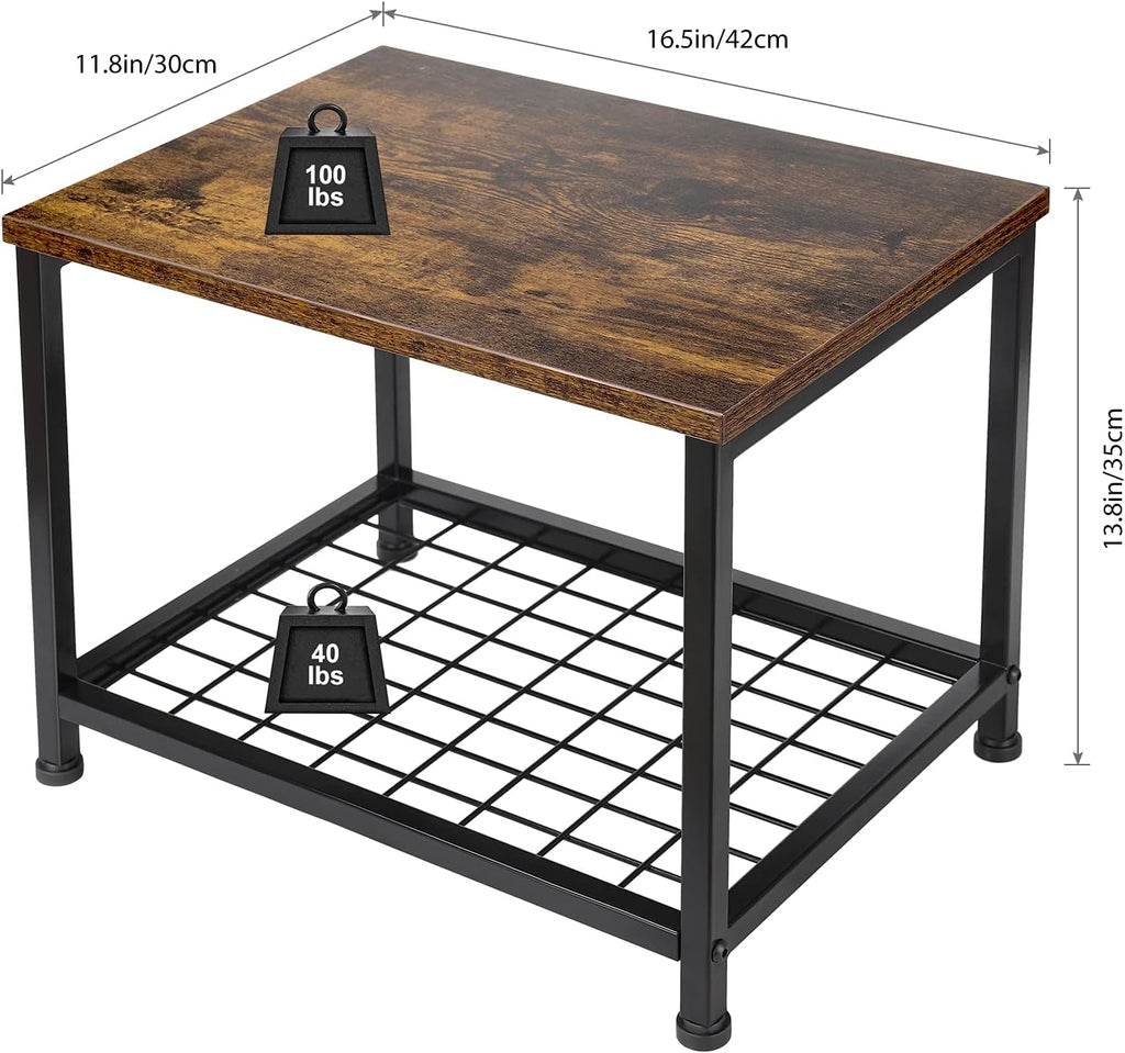 Rustic Brown and Black 2 Tier Printer Cart with Wheels R1287