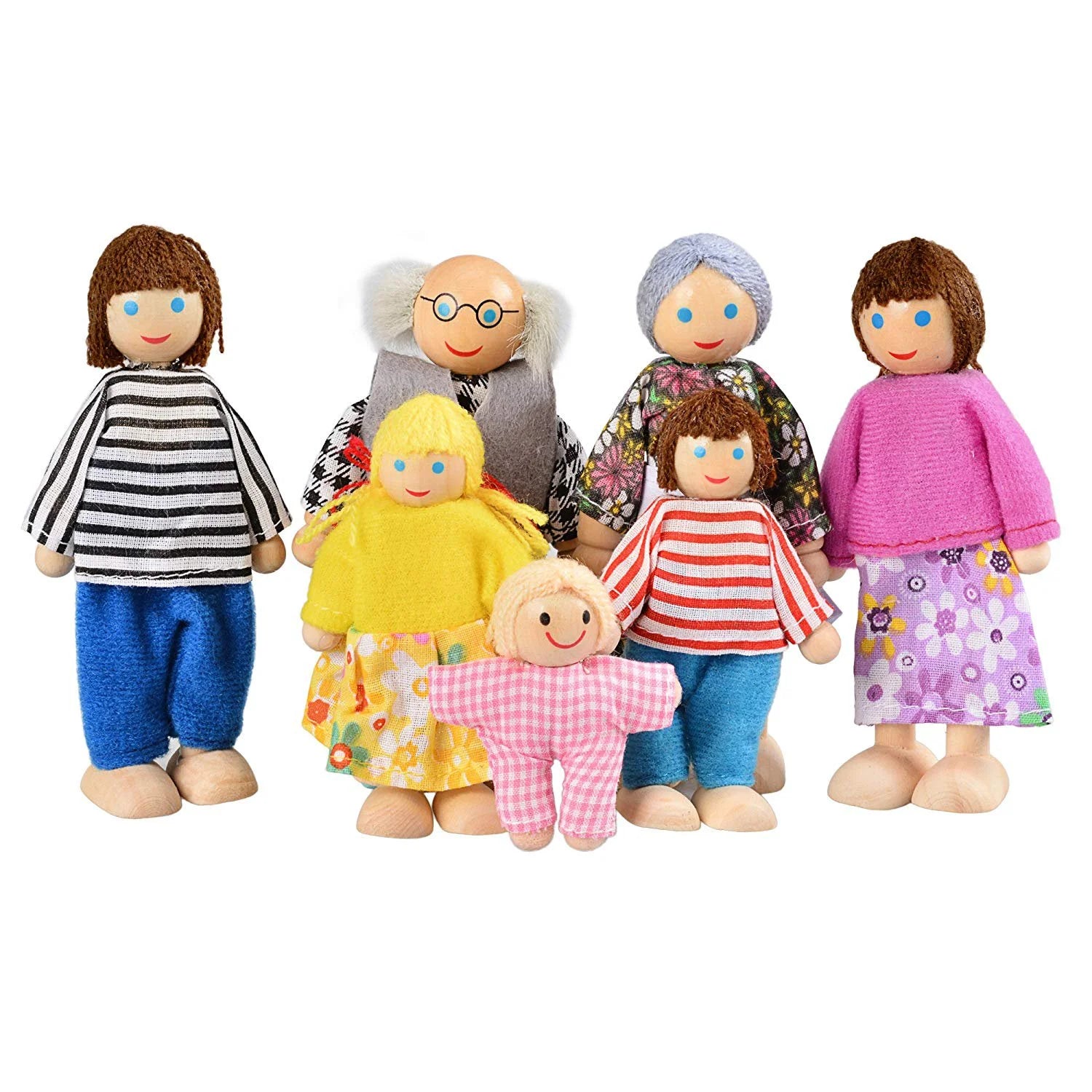 Wooden Dolls Family Playset Set of 7 Z6782