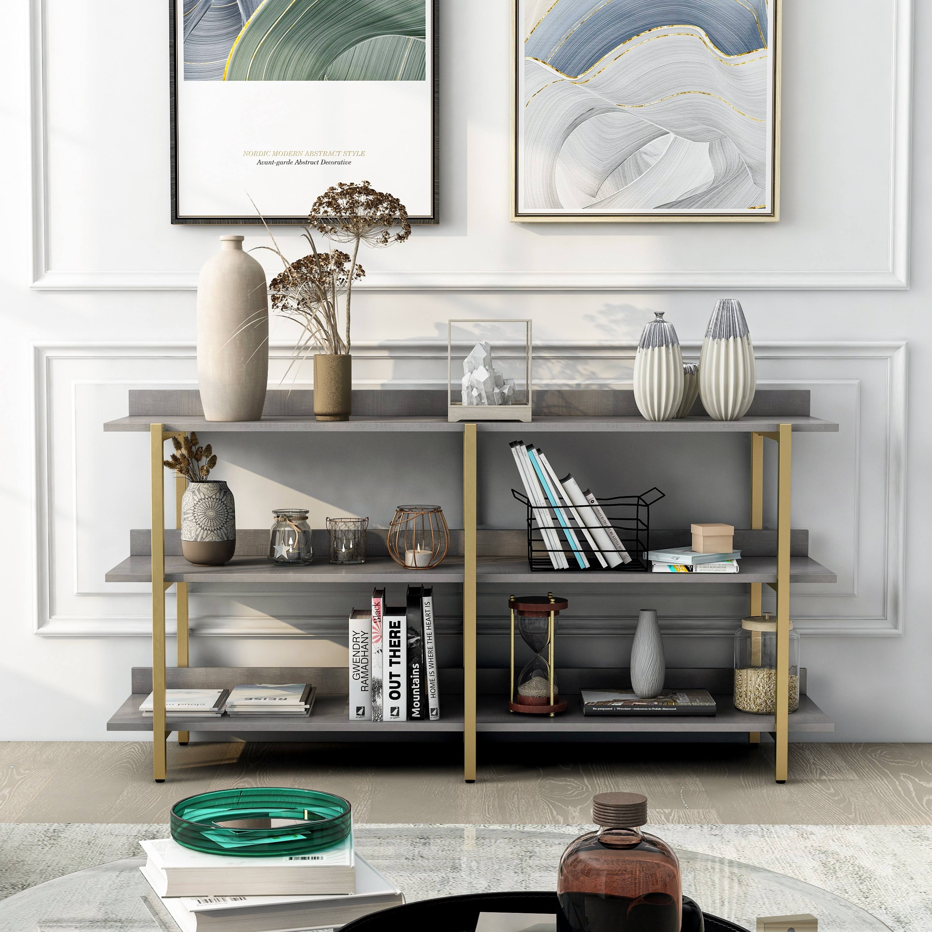 Gold Metal Wide Display Shelf K63457