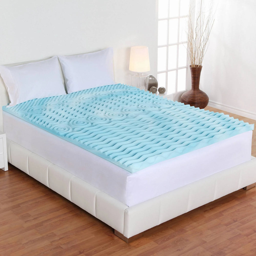 Twin XL 5-Zone Orthopedic Foam Mattress Topper Blue Y173286