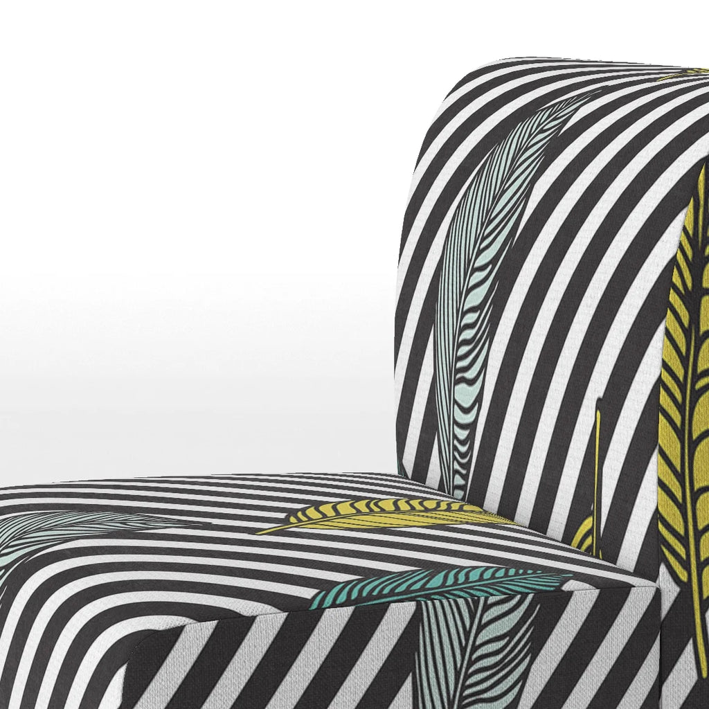 Black and Yellow Tropical Floral Upholstered Accent Chair D404