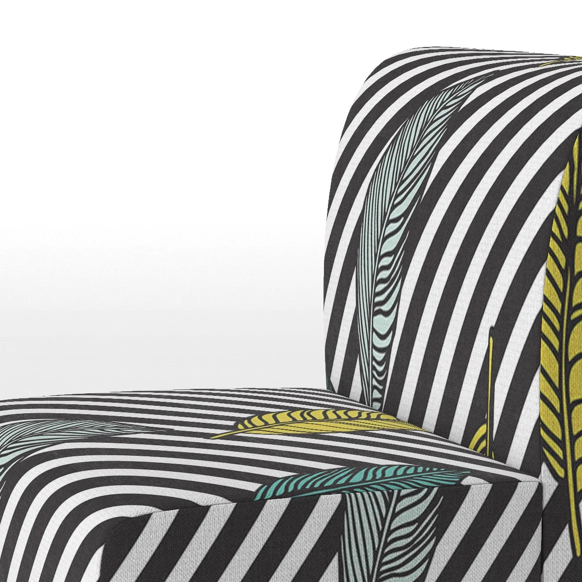 Black and Yellow Tropical Floral Upholstered Accent Chair D404