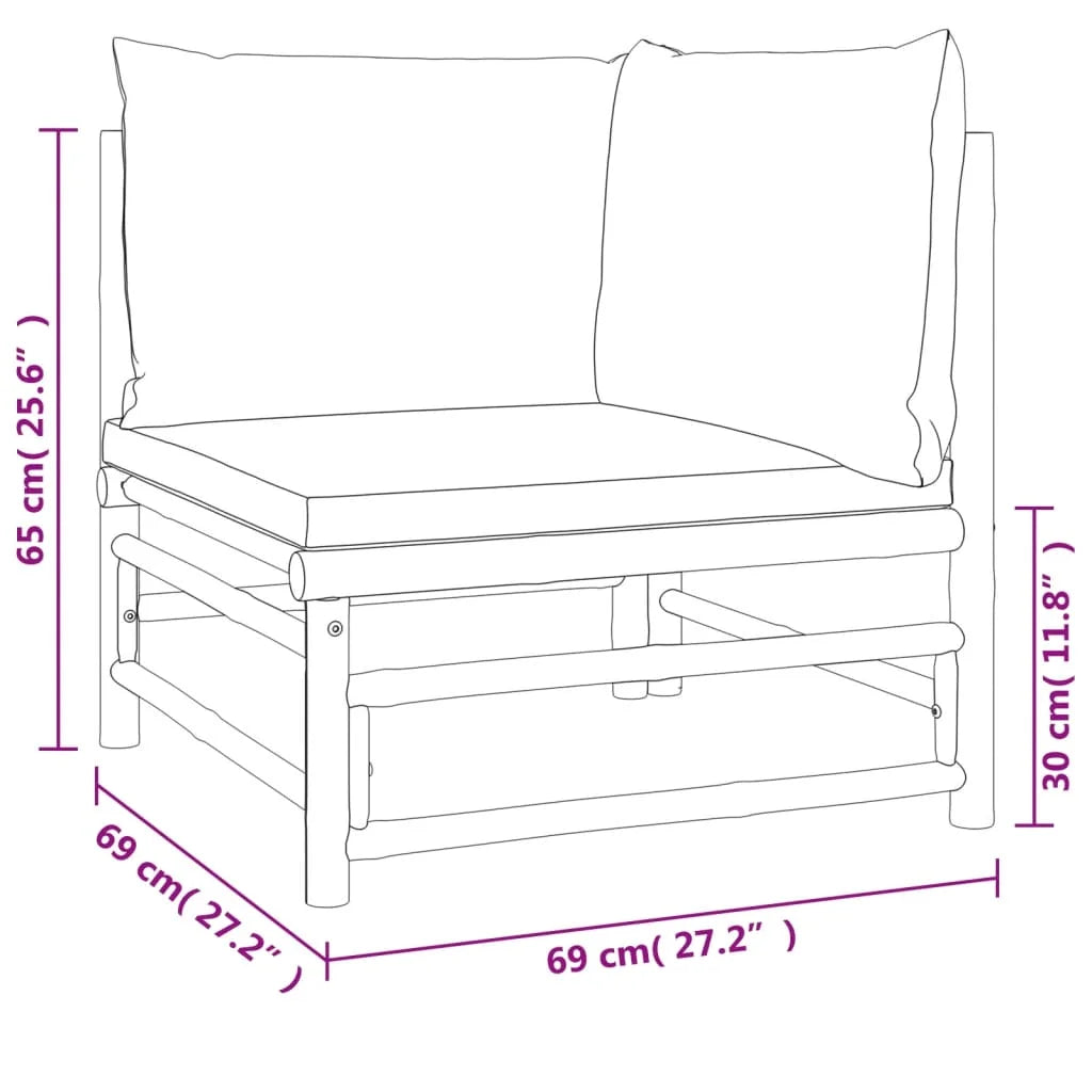 Bamboo Patio Corner Sofa with Gray Cushions T782