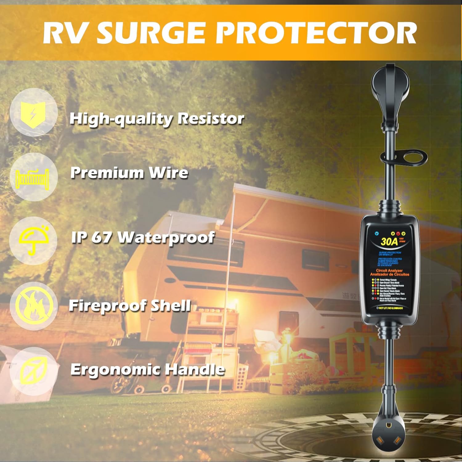 30A Portable RV Surge Protector with Circuit Analyzer W587