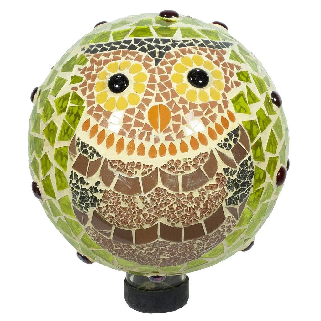 Mosaic Owl Gazing Globe Glass Z876