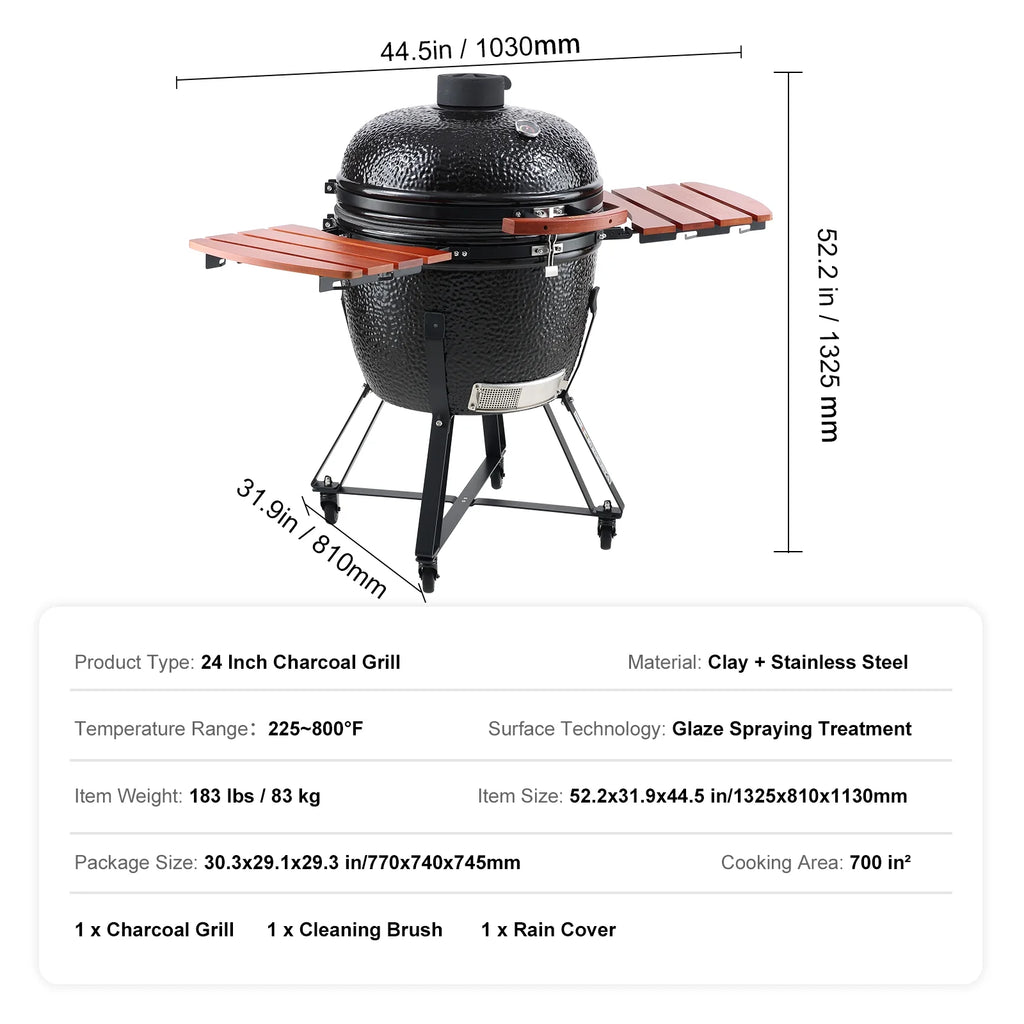 24" Ceramic Barbecue Grill Smoker Q17797