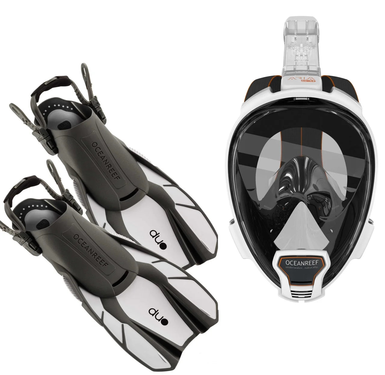 White Duo Diving Mask and Fins Set U1833